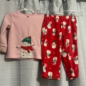 Carters 2T snowman girls pajamas